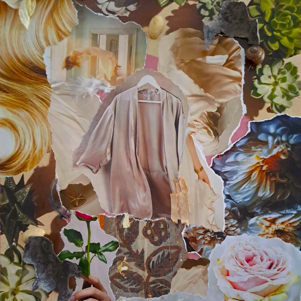 Yksityiskohta Satu Haapalan kollaasista "Kerroksia"