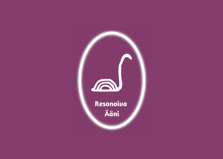 Resonoivan Äänen logo: joutsenkuvio ja yrityksen nimi soikion sisällä